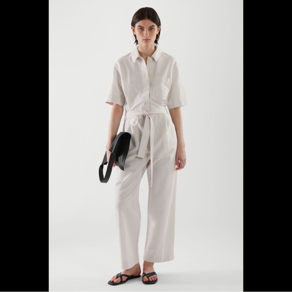 COS Cream Jumpsuit with Wide-Leg Cropped Pants